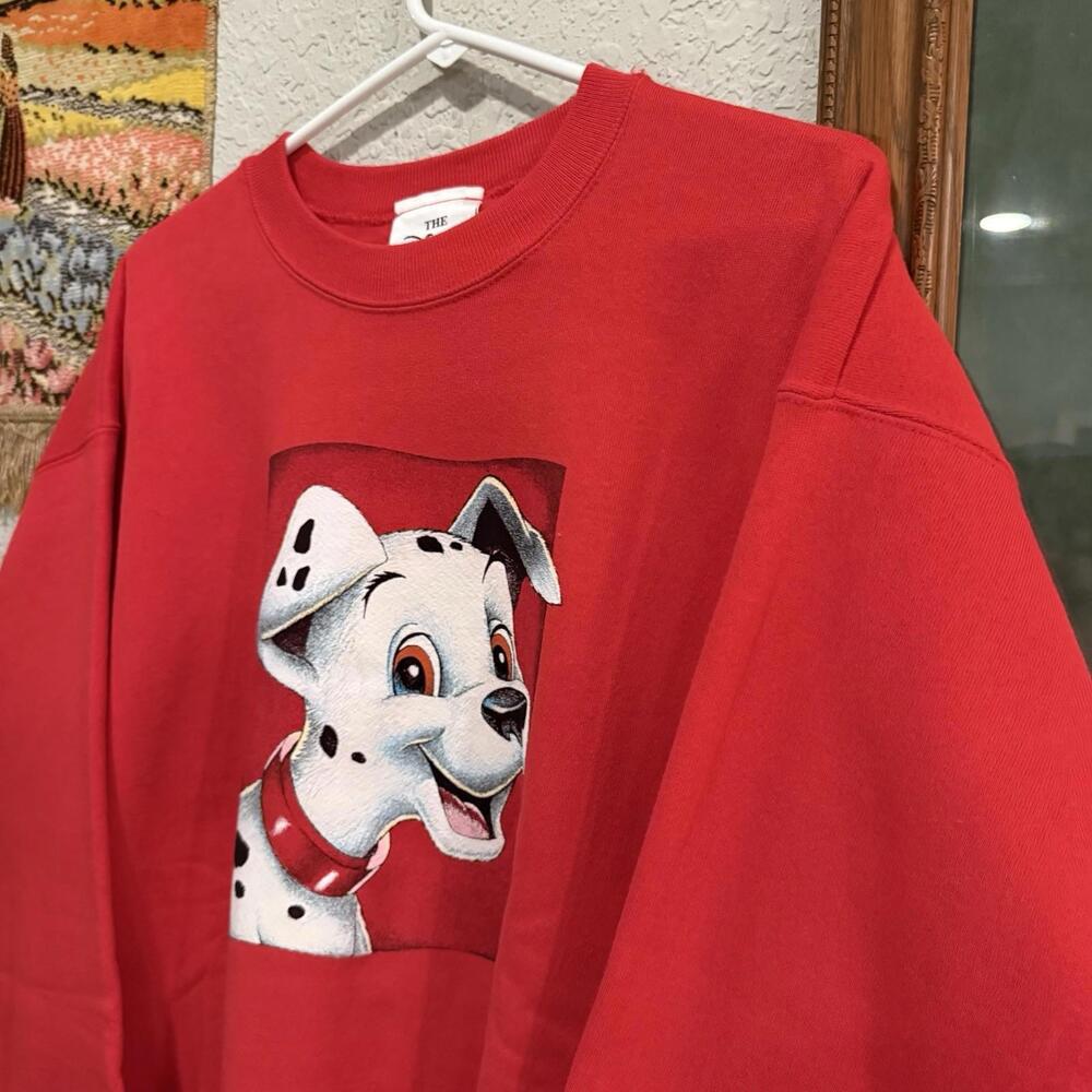Vintage 90s RARE Disney Store Red 101 Dalmatians Crewneck Sweatshirt Size Large - Picture 3 of 6